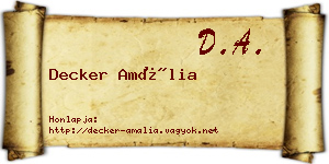 Decker Amália névjegykártya