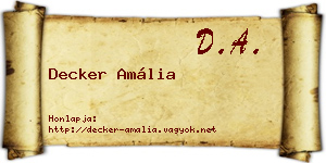 Decker Amália névjegykártya